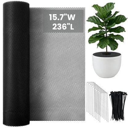 15.7" x 236" Cuttable Plant Pot Grid Set, Cat Plant Blocker Set - color: BLACK-15.7" x 236"