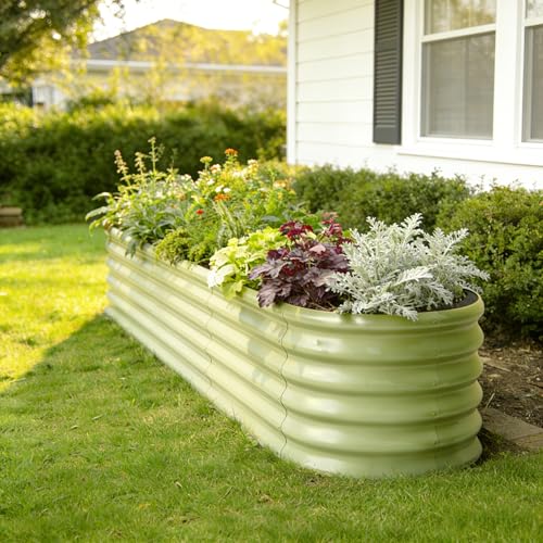 6x2x1.5 ft Galvanized Raised Garden Bed, 18" Tall Metal Planter Box - color: Beige, size: 6x2x1.5ft