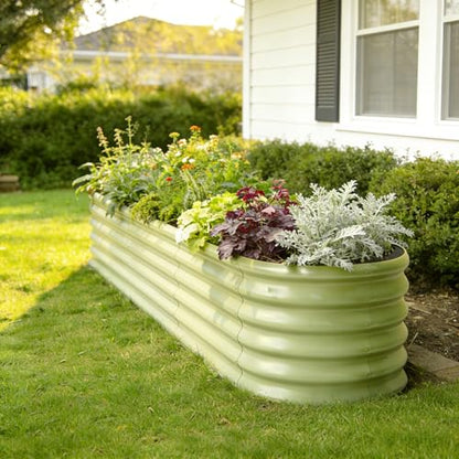 6x2x1.5 ft Galvanized Raised Garden Bed, 18" Tall Metal Planter Box - color: Beige, size: 6x2x1.5ft