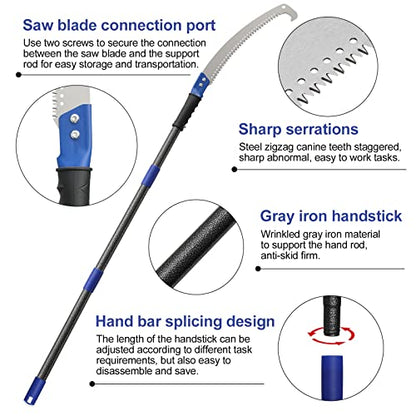 Pole Saws for Tree Trimming, 10 FT Long Extension Pruning Saw, Lightweight Stainless Steel Extension High Pole Pruning Pole Saw with Blade for Trimmer Yard Garden and Patios Trees Branches - size: 10 FT