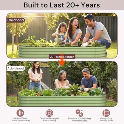 6x2x1.5 ft Galvanized Raised Garden Bed, 18" Tall Metal Planter Box - color: Beige, size: 6x2x1.5ft