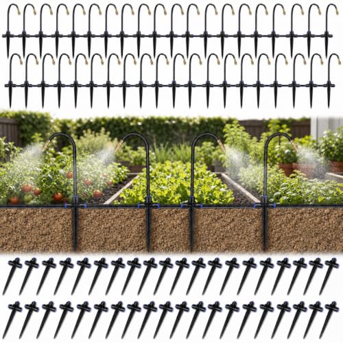 Misting Nozzles 40 Pack, 8" Adjustable Sprayers for 1/4 Tubing - size: 40pcs with ground plug