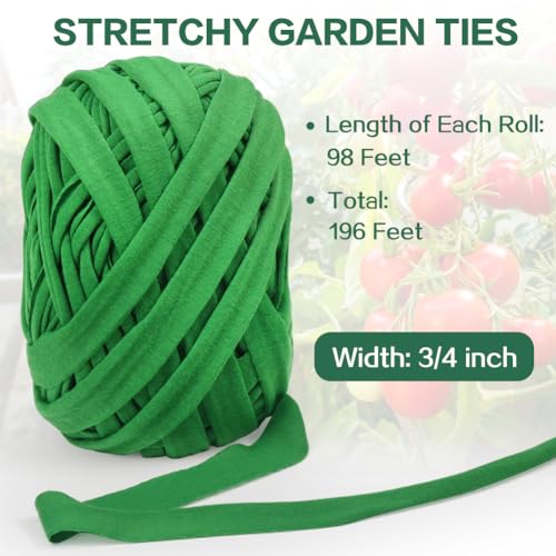 Tenn Well 2Pk 196ft Garden Twine Stretchy Green Cloth for Tomatoes