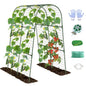 Cucumber Trellis, Metal Garden Arch Trellis for Raised Bed, 32 x 48inch U-Shape Garden Trellis for Climbing Plants Outdoor, Vegetables Fruit Plant Support with Netting, Gardening Supplies (Green) - size: 32 x 48 inch
