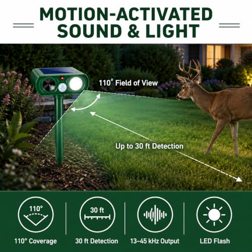 4 Pack Solar Ultrasonic Animal Repellent Outdoor for Yard