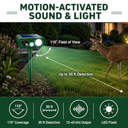 4 Pack Solar Ultrasonic Animal Repellent Outdoor for Yard