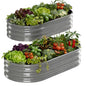 Rakukiri Raised Garden Bed Outdoor, GRS Certified Recycled Metal Planter Box 2 Sets, 4FT Galvanized Oval Herb Garden Kit, Bottomless Large Garden Beds for Vegetables Flowers, Rust-Resistant Gray - color: Gray