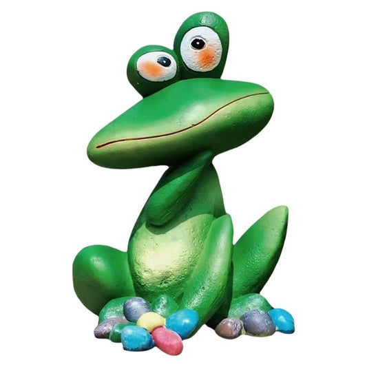 Large Outdoor Sitting Frog Statue - 9" Cute Garden Decor for Yard, Resin Animal Sculpture for Patio & Backyard, Whimsical Fall Frog Garden Decor Gift - color: Gree