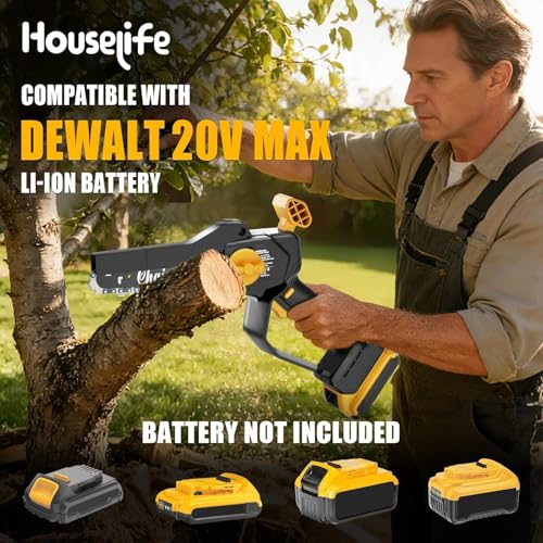 Mini Chainsaw Compatible with DeWalt 20V MAX Battery - color: Yellow