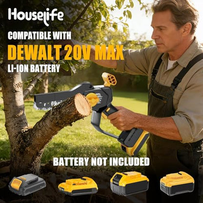 Mini Chainsaw Compatible with DeWalt 20V MAX Battery - color: Yellow