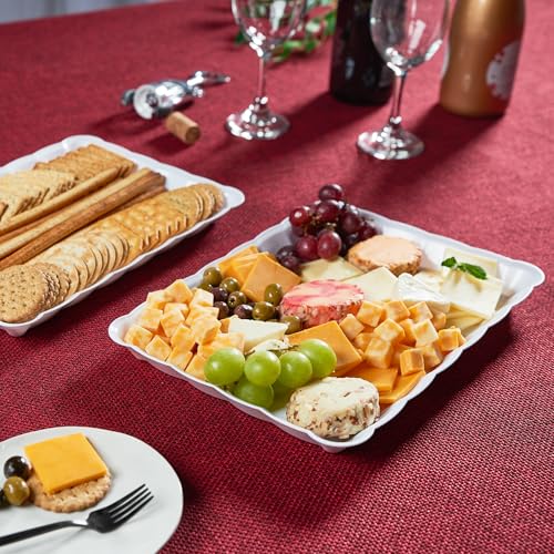 White Plastic Serving Trays - Serving Platters Rectangle 9X13 8 pack - color: White
