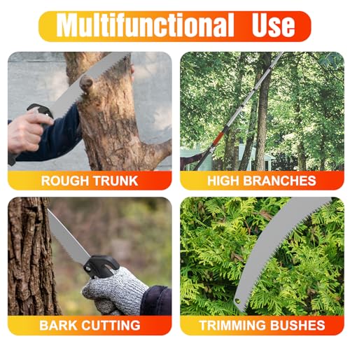 LAANPOLE 20FT Pole Saw, Telescoping Tree Trimmer with 3-12FT Extension Pole, Manual Branches Pruner for Backyard, Orange - size: 12FT