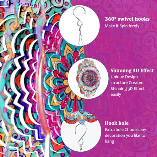 Wind Spinner Mandala Sunflower, Wind Spinners for Yard Garden - color: Mandala Sunflower