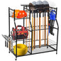 Garden Tool Organizer with Wheels for Garage Shed Yard Outdoor Storage Rack