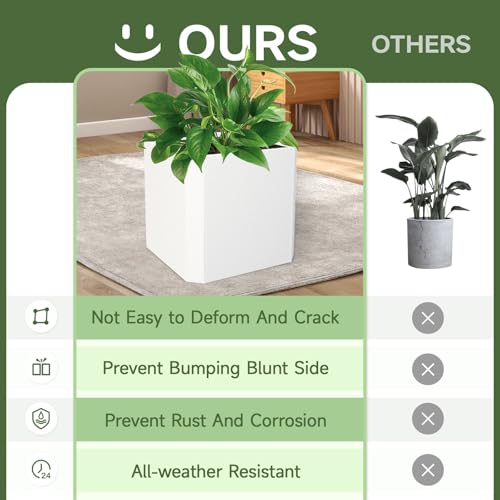 Metal Planter Box 20”L x 20"W x 20"H Large Square Steel Planter Box - color: White, size: 20"Lx20"Wx20"H