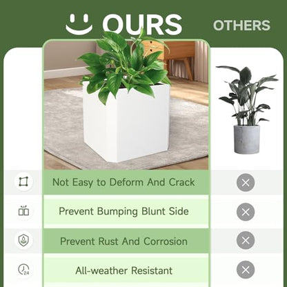 Metal Planter Box 20”L x 20"W x 20"H Large Square Steel Planter Box - color: White, size: 20"Lx20"Wx20"H