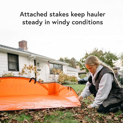 Leaf Tarp for Fast Yard Cleanup –Leaf Collection Tarp with 6 Handles & Ground Stakes – Lawn Leaf Bag for Raking, Garden Debris & Yard Waste Removal, Wind Proof, 5’ x 7’ Large Capacity - size: 5' x 7'