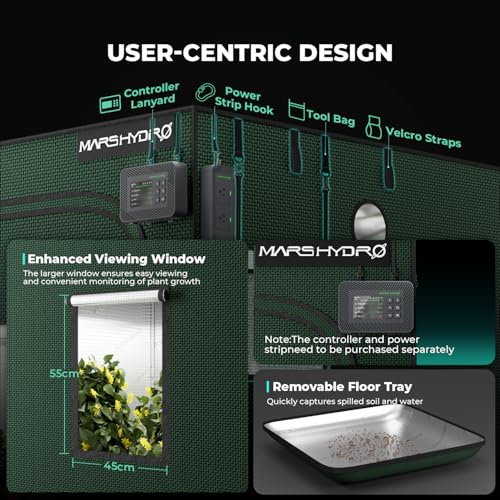 Mars Hydro 4x4 Smart Grow Tent Kit FC-4800 Grow Light Indoor Plant Growing - size: 48" × 48" × 80"