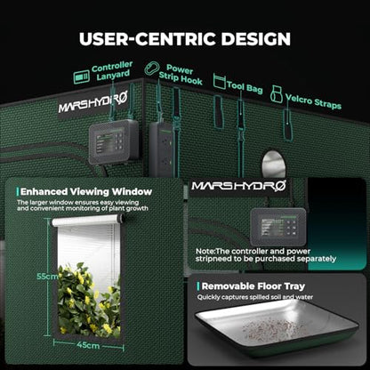 Mars Hydro 3x3 Smart Grow Tent Kit FC-3000 Grow Light Indoor Plant Growing - size: 40" × 40" × 70"