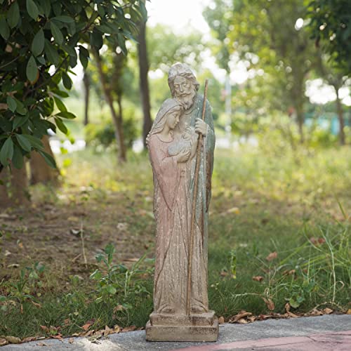 Holy Family Garden Statue Large Catholic Outdoor Sculpture H31.5” Big Sacred St Joseph Tall Virgin Mary Religious Saint Mother of God Outside Yard Lawn Patio Painted Resin - color: Holy Family 00