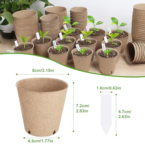 132 PCS Organic Peat Pots, 3.15 Inch Nursery Pot, Round Plant Seedling Pot - size: 3.15 Inch 132 Pcs