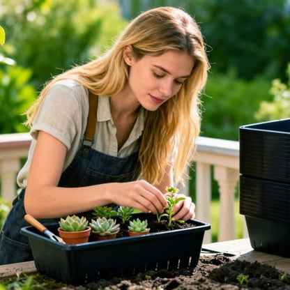 25 Pack Seed Starter Trays 10 x 7 inches Microgreens Growing Trays with Mesh Bottom for Germination, Hydroponic & Sprouting Plant Trays for Garden, Wheatgrass - size: 25 Pack 10 x 7 inch black