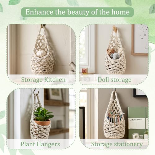 2 Pack 4-inch Macrame Wall Plant Hanger Hanging Planters, Beige - color: Beige, size: 4in