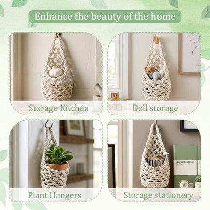 2 Pack 4-inch Macrame Wall Plant Hanger Hanging Planters, Beige - color: Beige, size: 4in