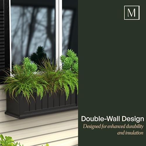 Mayne Cape Cod 60in Self-Watering Rectangular Window Box Planter, Black - color: Black