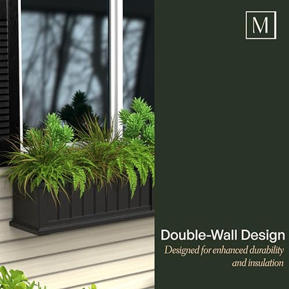 Mayne Cape Cod 60in Self-Watering Rectangular Window Box Planter, Black - color: Black