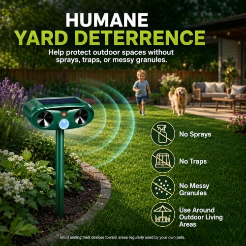 2026 Upgraded 4-Pack Solar Ultrasonic Animal Repellent Outdoor for Yard