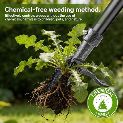 Weed Puller Tool – 45" All-Metal Stand Up Heavy Duty Weeder Hand Tool with 4-Claw Steel Head & Long Handle, Garden Weeding Tool for No Bending or Kneeling, Back & Knee Friendly, Easily Removes Weeds