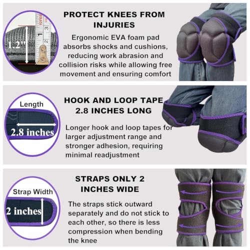Knee Pads for Women Men, Adjustable Knee Cushions, Purple M (1 Pair) - color: Purple, size: Medium