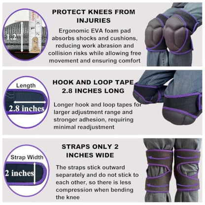 Knee Pads for Women Men, Adjustable Knee Cushions, Purple M (1 Pair) - color: Purple, size: Medium
