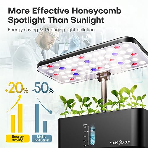 Ahopegarden Indoor Garden Hydroponics Growing System: 10 Pods Kit with LED - color: Black