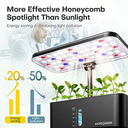 Ahopegarden Indoor Garden Hydroponics Growing System: 10 Pods Kit with LED - color: Black
