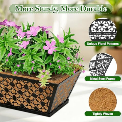 SPECILITE 30" Adjustable Metal Window Railing Planters Boxes, 6 Pack - size: 30in, style: 6Packs