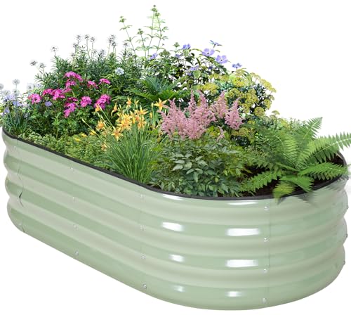 Galvanized Raised Garden Bed Outdoor, 4x2x1ft, Avocado Green - color: Avocado Green, size: 4×2×1ft (1 Pack)