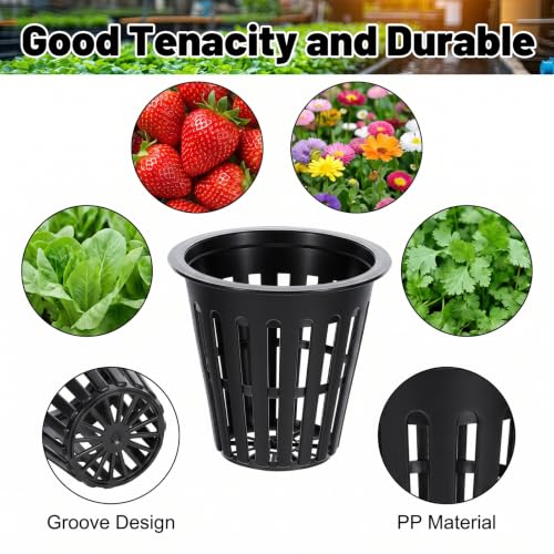 200PCS 2 inch Net Pots Hydroponics Cup Slotted Mesh Net Cup Planting Basket