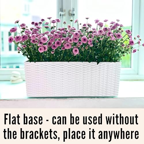 LaLaGreen Window Boxes Planter (20in, 4 Pack) Outdoor Wall Hanging Planters - color: White X 4