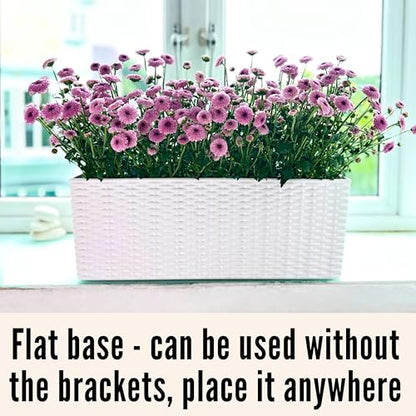 LaLaGreen Window Boxes Planter (20in, 2 Pack) Outdoor Wall Hanging Planters - color: White X 2