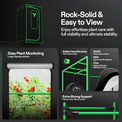 VIVOSUN 3x3 Smart PRO Grow Tent Kit WiFi Automatic Control Grow System - size: Plus 36"x36"x72"