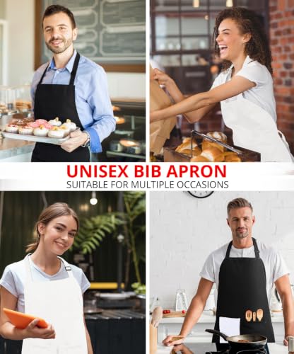 Utopia Kitchen Bib Aprons 2 Pack Adjustable With 2 Pockets - color: Black & White