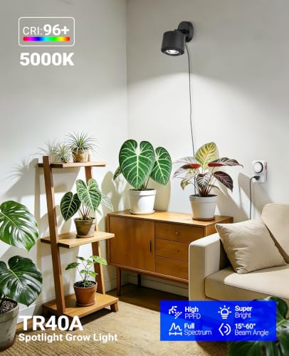 Barrina TR40A Track Plant Lights, 40W Ceiling Grow Lights, 5000K, Black - color: 5000K, size: 40w-black Cover