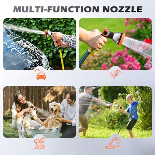 Garden Hose Nozzle High Pressure Leak Proof Spray Water Hose Nozzle Sprayer - color: Orange