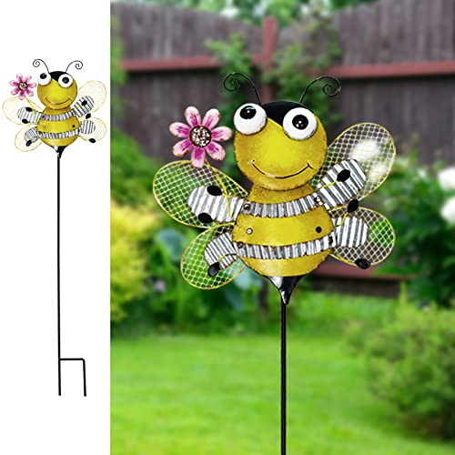 Metal Garden Stakes Spring Yard Sign Decorative Plant Stake Lawn Art Patio Decor Pathway Ornaments Indoor Outdoor Decoration (Bee) - color: Bee