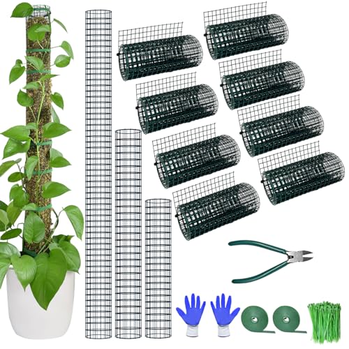 Moss Pole DIY Kit, 26.3ft Metal Moss Pole for Plants Monstera, 8Pcs 8.3in×3.3ft Steel Wire Mesh with Plier, Cable Zip Ties, Max Make 13Pcs 24" Plant Poles(26.3ft Wire Mesh with Plier) - color: 26.3FT wire mesh with Plier