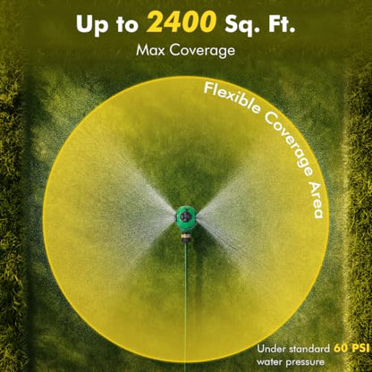 RESTMO 2-Pattern Lawn Sprinklers for Yard with Zinc Alloy Spike Base