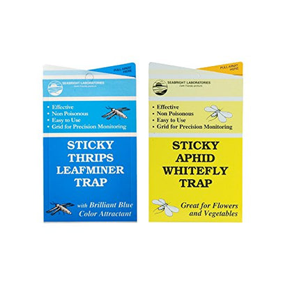Seabright Sticky Thrips Leafminer Traps (15 pcs) and Yellow Sticky Aphid Whitefly Traps (15pcs)