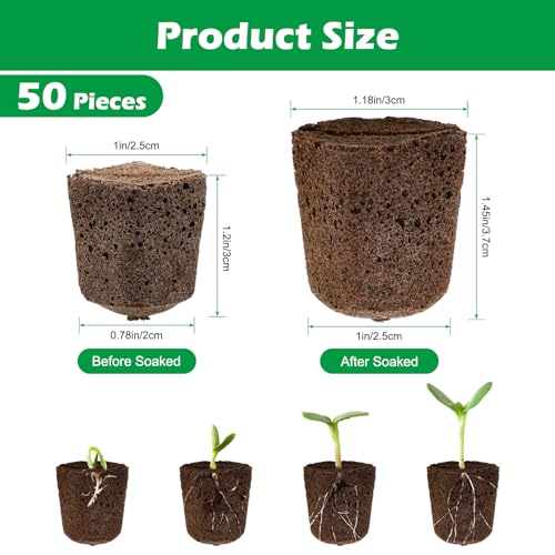 50 Pcs Square Hydroponics Pods, Seed Starter Sponge Pods for Seed Starter Plugs Grow Sponges for Indoor Outdoor Gardening